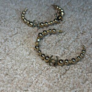 Fashion Gold Beaded Hoop Earrings | Classic Designer Inspired